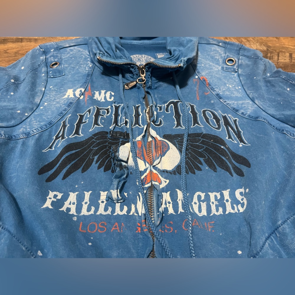 AFFLICTION American Customs Moto Club LA Women’s Sz. M Zipper Top